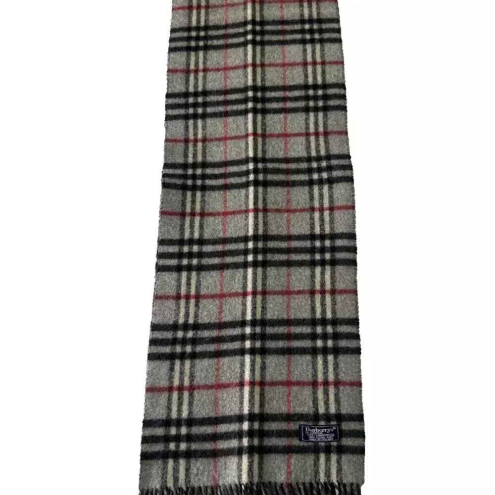 Burberrys Classic Check Scarf Grey 100% Lambswool Unisex Scarf Made In England - Picture 3 of 7